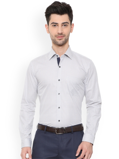 

Peter England Elite Men White Slim Fit Printed Formal Shirt