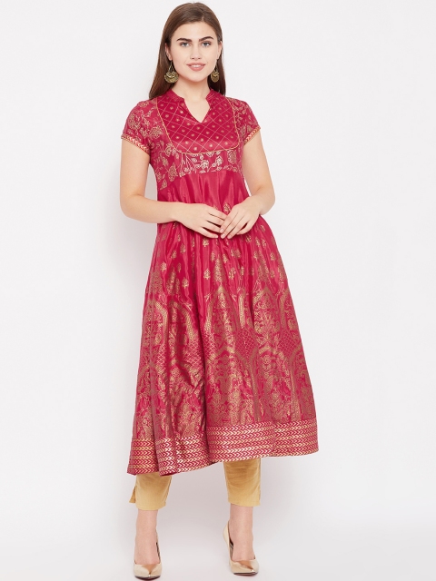 

Rangriti Women Magenta & Golden Printed Anarkali Kurta