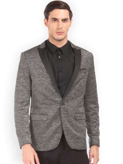 

Arrow New York Men Grey Self-Design Single-Breasted Slim Fit Formal Blazer