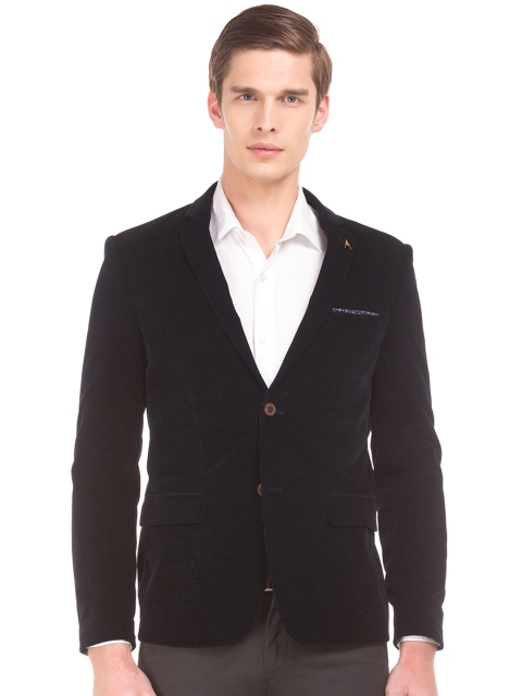 

Arrow Men Navy Blue Solid Single-Breasted Blazer