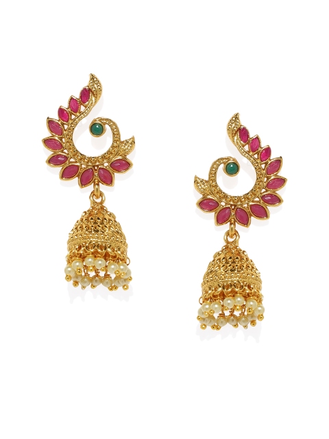 

Spargz Gold-Plated Red Classic Jhumkas
