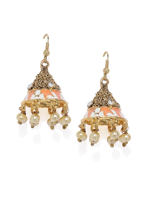 

Spargz Gold-Toned & Orange Classic Jhumkas