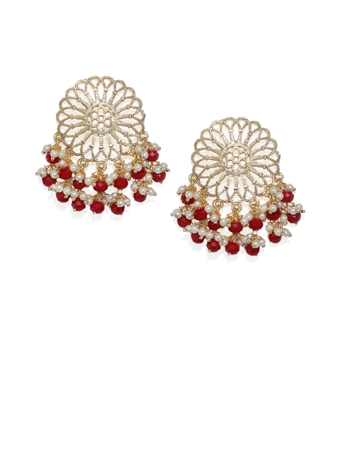 

Spargz Gold-Plated & Red Floral Drop Earrings