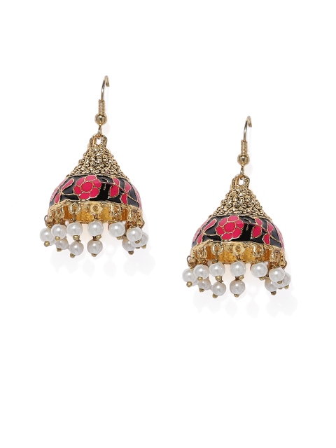 

Spargz Gold-Plated & Black Dome Shaped Jhumkas