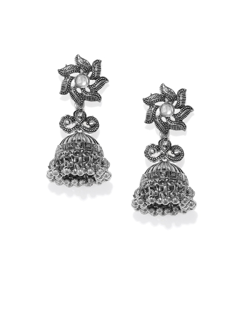 

Spargz Silver-Toned Dome Shaped Jhumkas