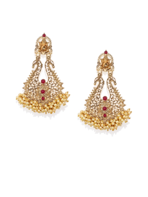 

Spargz Gold-Toned & Red Classic Drop Earrings