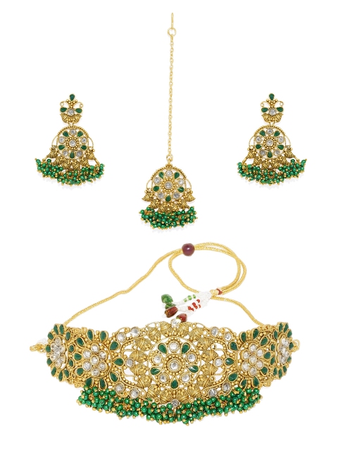 

Spargz Gold-Plated & Green Antique Ruby Jewellery Set