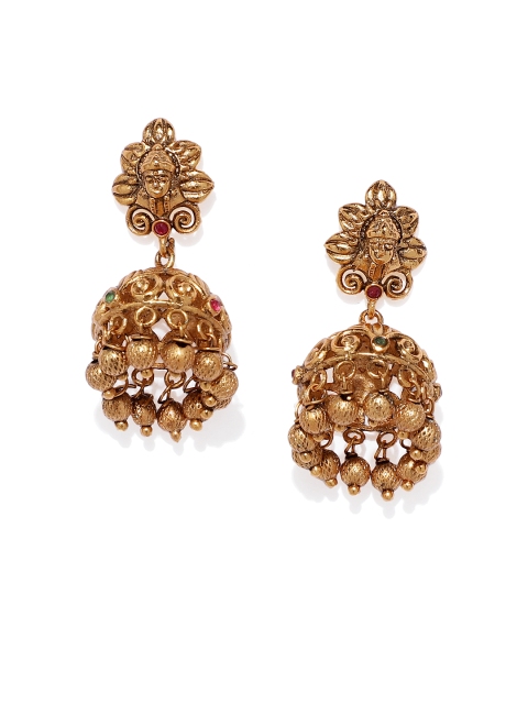 

Spargz Gold-Plated & Red Dome Shaped Jhumkas