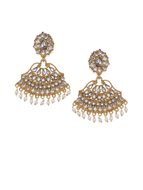 

Spargz Gold-Toned & White Contemporary Drop Earrings