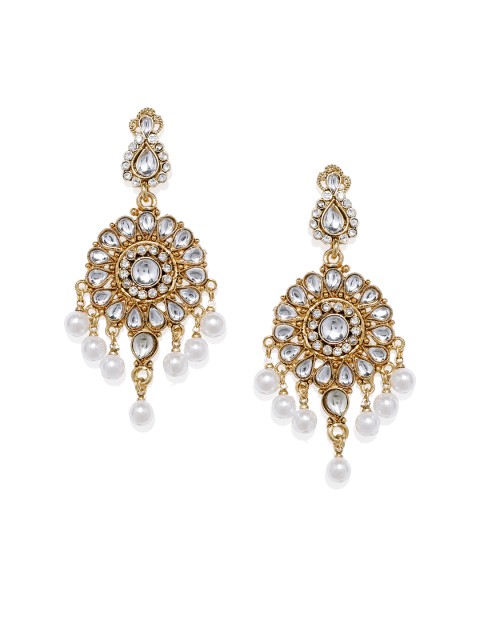 

Spargz Gold-Plated White Contemporary Drop Earrings