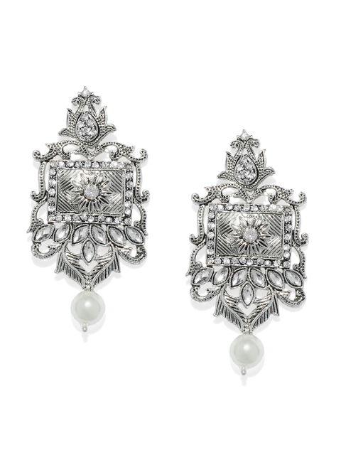 

Spargz Silver-Toned Rhodium-Plated Classic Drop Earrings