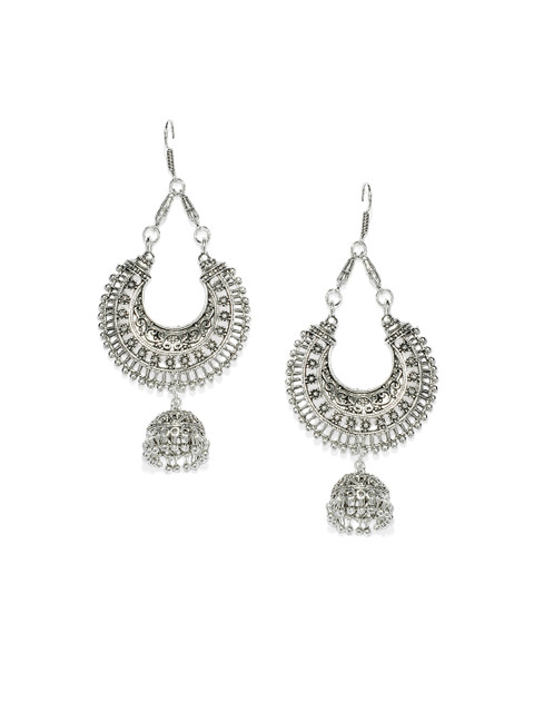 

Spargz White & Silver-Plated Crescent Shaped Chandbalis