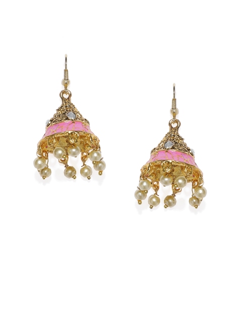 

Spargz Gold-Plated & Pink Dome Shaped Jhumkas