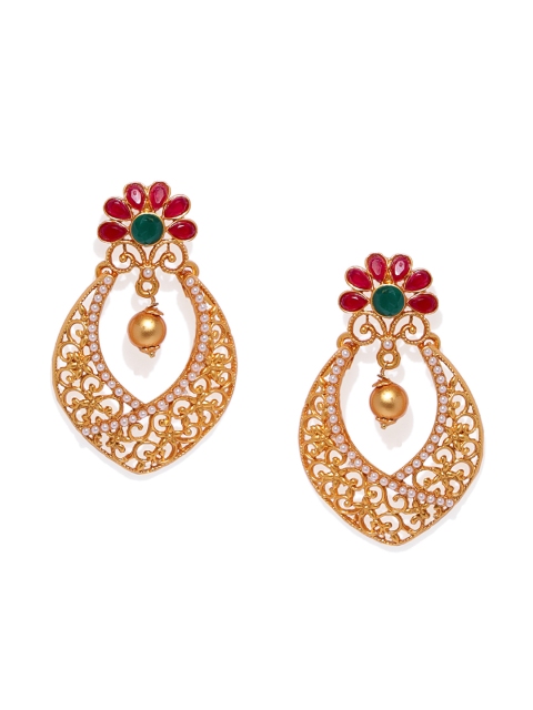 

Spargz Floral Gold Plated Ruby Festive Wear Dangle Earring For Women