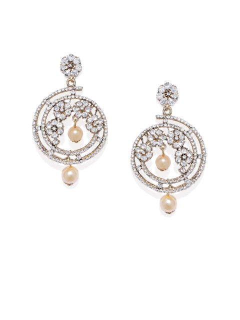 

Spargz Gold-Plated White Circular Drop Earrings