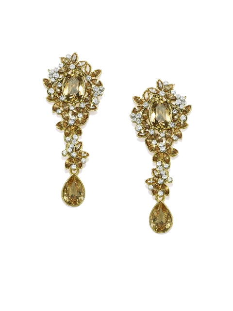 

Spargz Gold-Toned & White Floral Drop Earrings