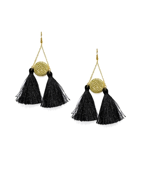 

Spargz Gold-Toned & Black Quirky Drop Earrings