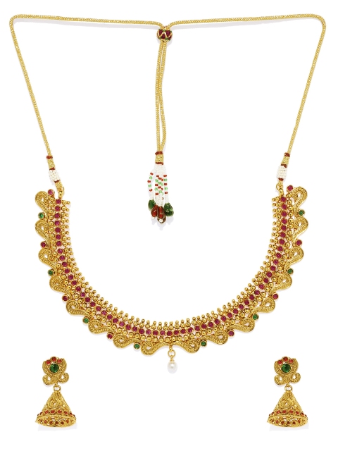 

Spargz Gold-Plated & Pink Antique Ruby Jewellery Set