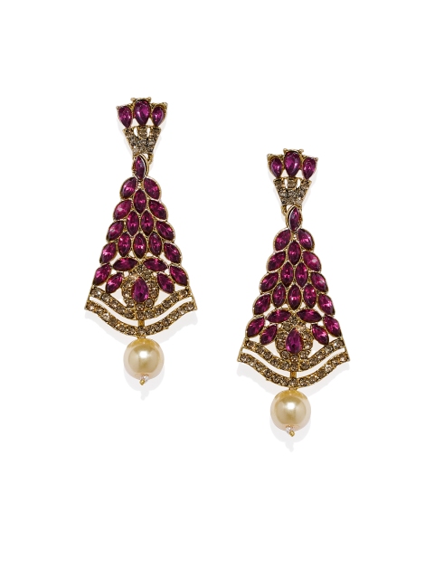 

Spargz Gold-Plated Purple Contemporary Drop Earrings