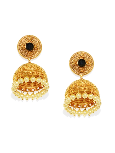 

Spargz Gold-Plated White & Black Dome Shaped Jhumkas
