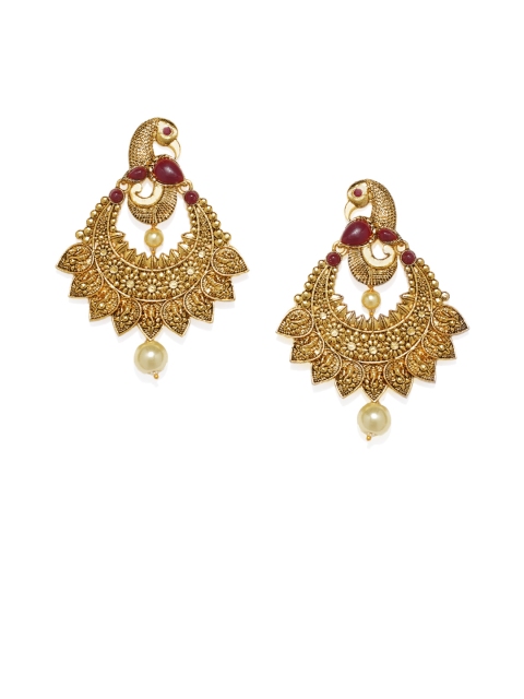 

Spargz Gold-Toned & Red Crescent Shaped Chandbalis