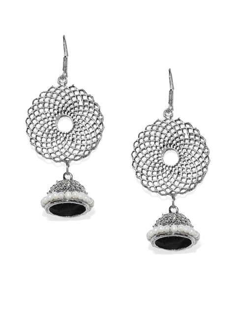 

Spargz Silver-Plated & White Dome Shaped Jhumkas