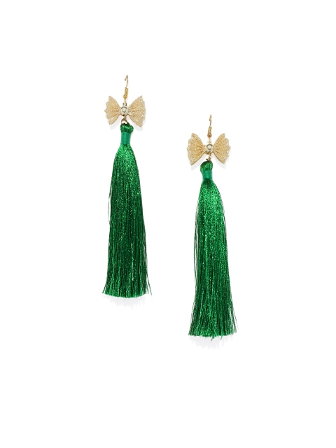 

Spargz Gold-Plated & Green Contemporary Drop Earrings