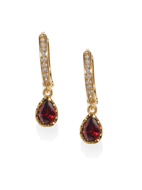 

Spargz Gold-Toned & Red Circular Drop Earrings