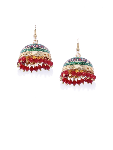 

Spargz Gold-Plated & Red Classic Jhumkas