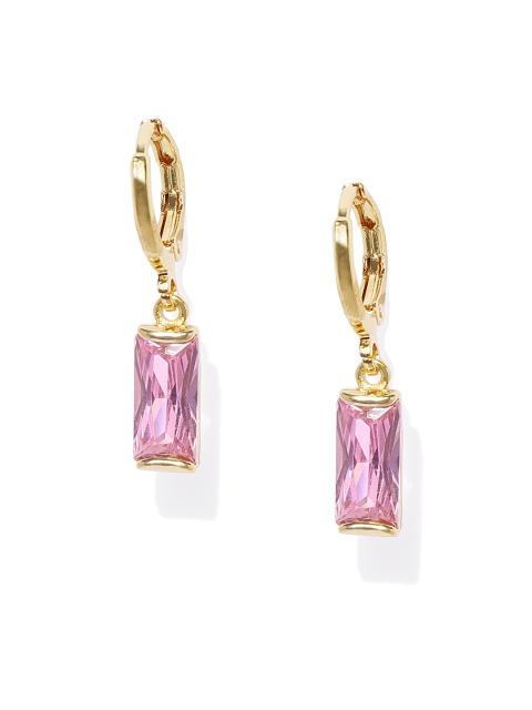 

Spargz Gold-Toned & Pink Contemporary Drop Earrings