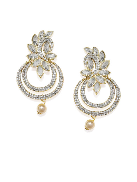 

Spargz Gold-Plated & White Contemporary Drop Earrings