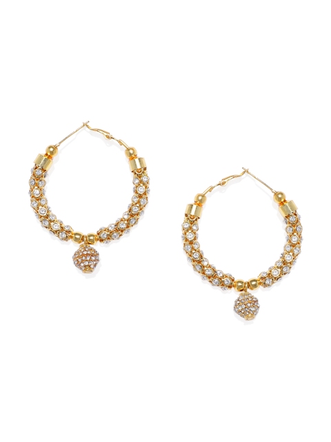 

Spargz Gold-Toned & White Circular Jhumkas