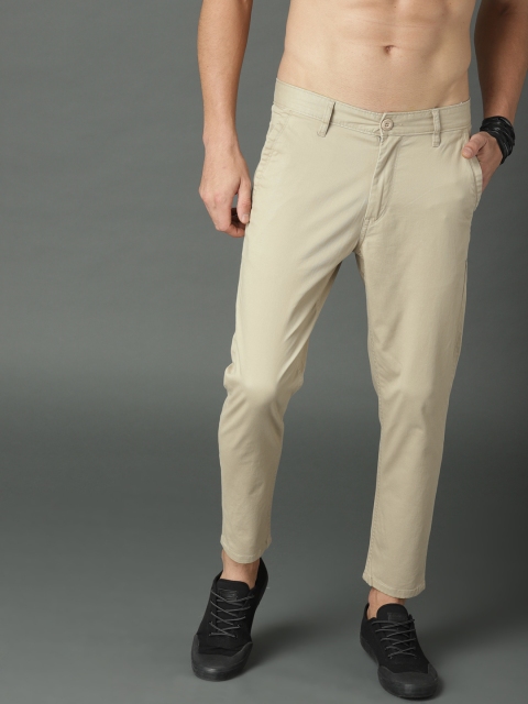 

Roadster Men Beige Regular Fit Solid Regular Trousers