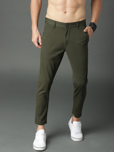 

Roadster Men Olive Green Regular Fit Solid Regular Trousers
