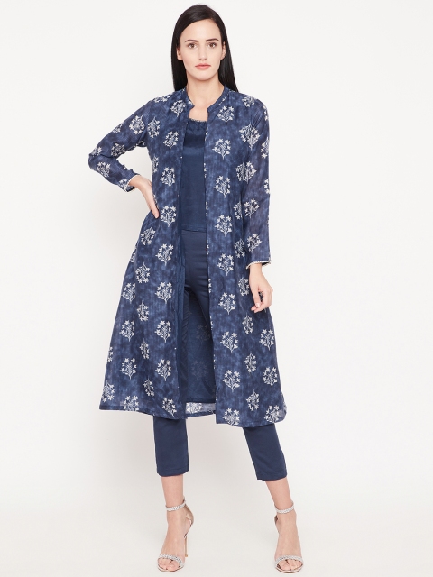 

Rangriti Women Navy Blue Solid Top with Trousers