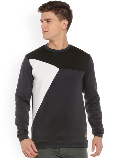 

Van Heusen Sport Men Black & Grey Colourblocked Sweatshirt