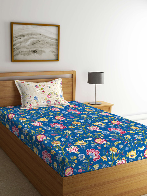 

Portico New York Multicoloured Floral Flat 144 TC Cotton 1 Single Bedsheet with 2 Pillow Covers, Multi