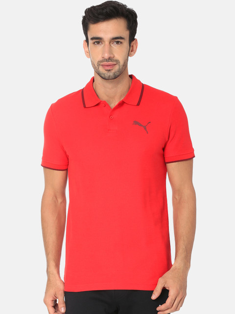 

Puma Men Red Slim Fit Solid Modern Sports DryCell Polo Collar T-shirt