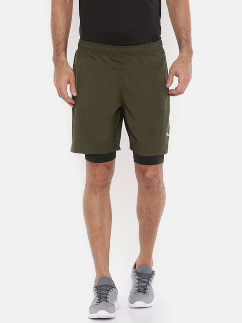

Puma Men Olive Green Run 2in1 7' short Running Shorts