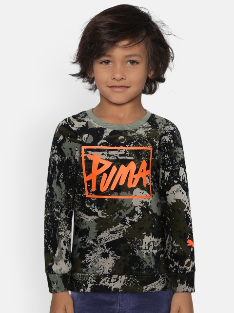 

Puma Boys Grey Printed Sweatshirt, Olive