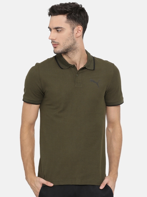 

Puma Men Olive Green Slim Fit Solid Modern Sports DryCell Polo Collar T-shirt