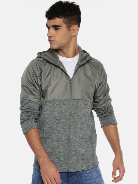 

Puma Men Grey Melange Solid Evostripe WR FZ Slim Fit Hoody Tailored Jacket