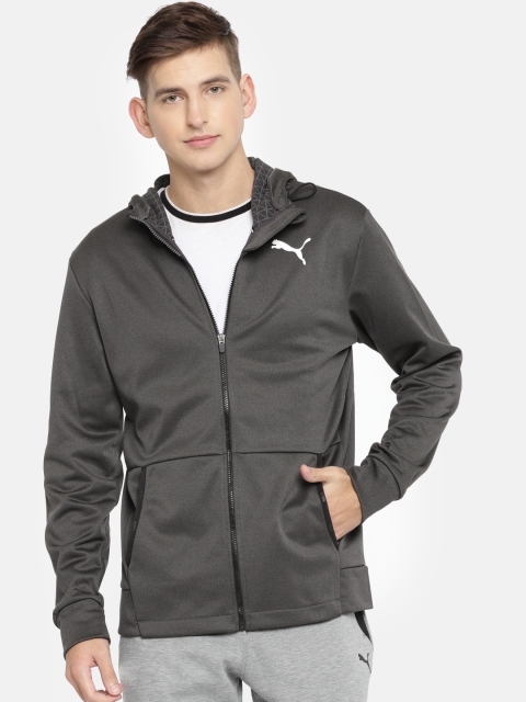 

Puma Men Charcoal Grey Slim Fit Solid Tec Sports Warm Hooded Sporty Jacket