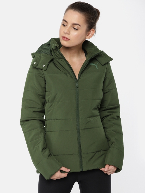 

Puma Women Olive Green Hooded ESS HD Puffer Jacket