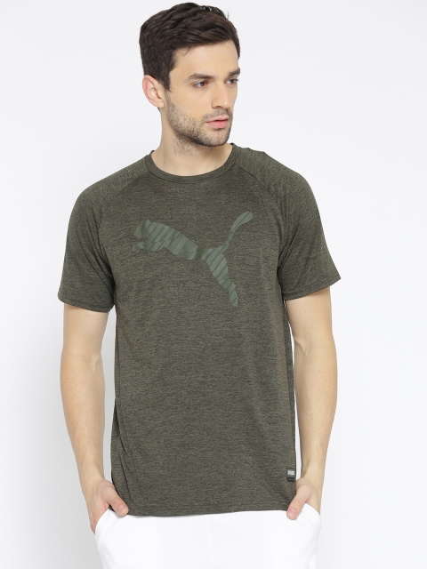 

Puma Men Olive Green Printed Round Neck T-shirt