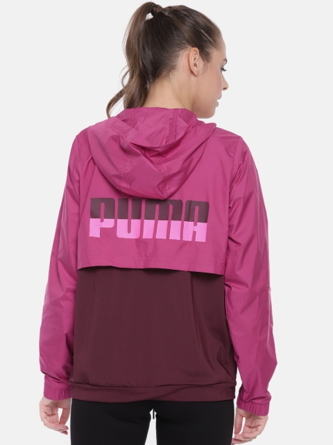 

Puma Women Pink & Maroon Colourblocked windCELL Train It Hooded Sporty Jacket