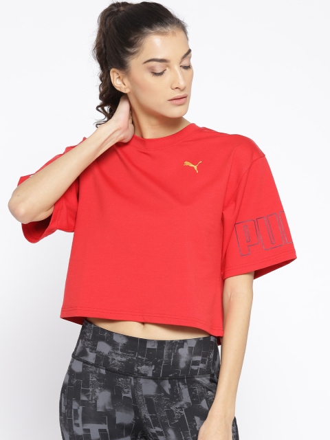 

Puma Women Red Solid Round Neck T-shirt