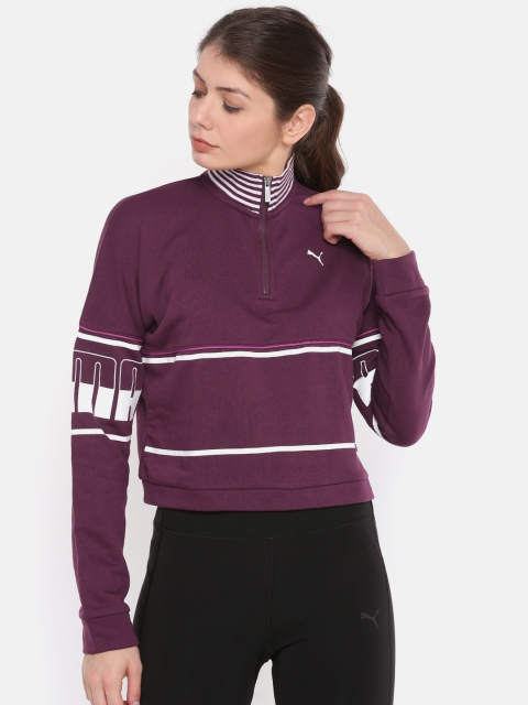

Puma Women Burgundy Relaxed Fit Solid REBEL Turtleneck TR Sweatshirt