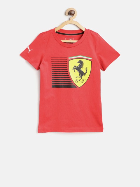 

PUMA Motorsport Boys Red Printed SF Big Shield Rosso Corsa Round Neck T-shirt