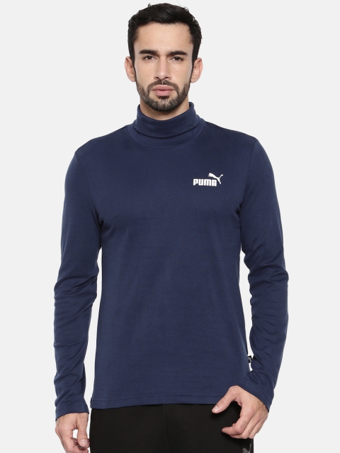 

Puma Men Navy Solid Elevated Ess High Neck T-shirt, Navy blue